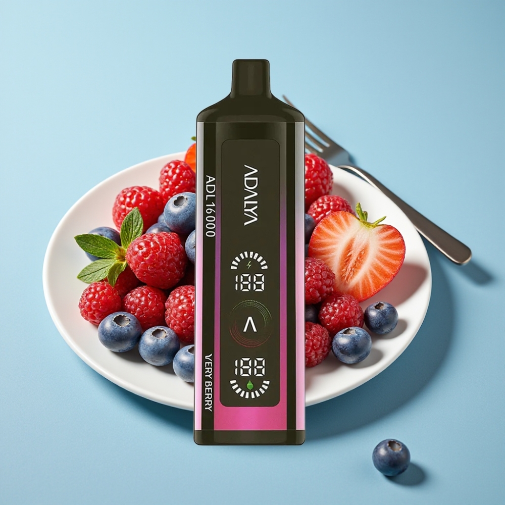Adalya ADL 16000 PRO Puffs Chile Vape Desechable Very Berry – 16.000 caladas, pantalla digital, bobina Smart Mesh, recargable USB-C, 25ml, 2% nicotina