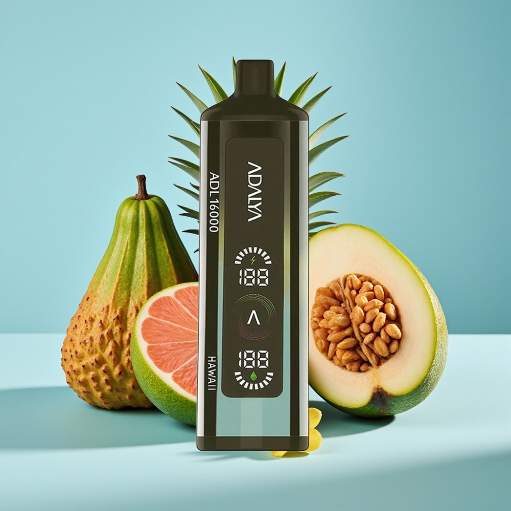 Adalya ADL 16000 PRO Puffs Desechable Chile Vape Hawaii: 16,000 caladas, Pantalla digital, Bobina Smart Mesh, Recargable USB-C, Sabor Hawaii