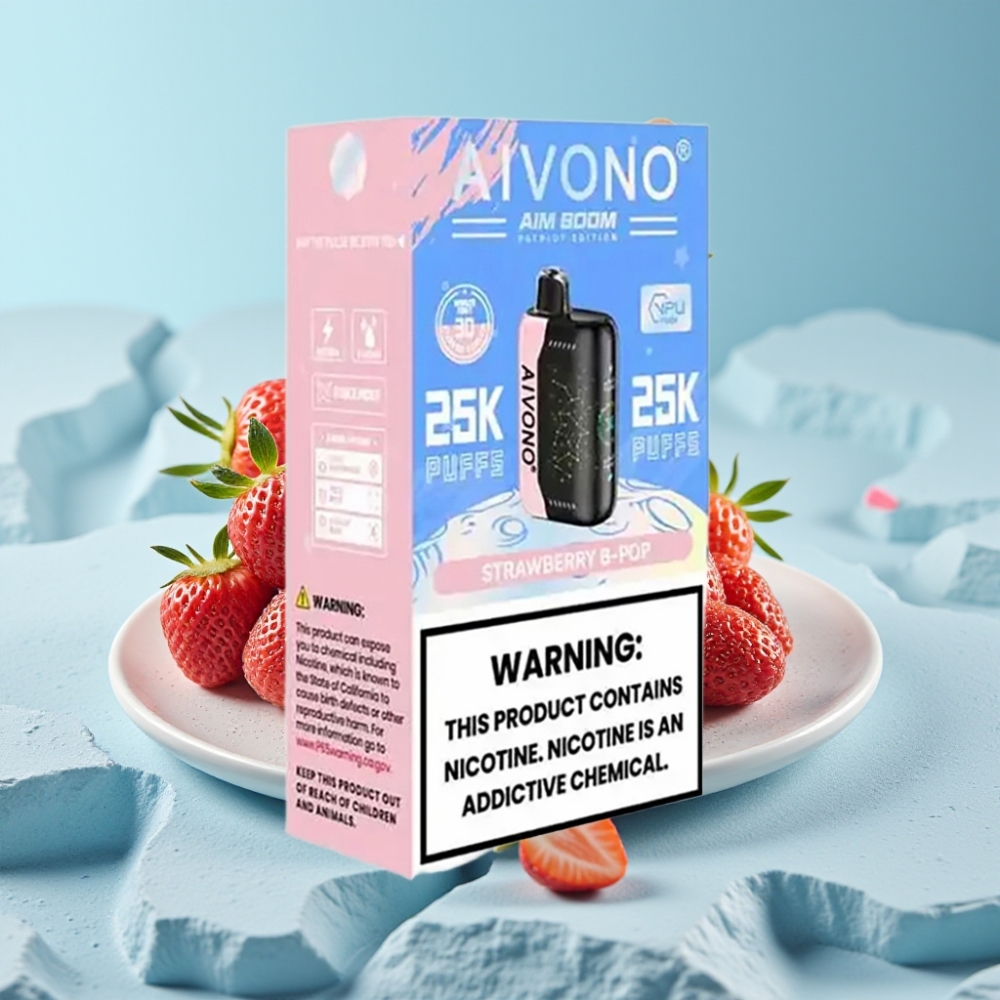 Aivono AIM BOOM 25000 Puffs Chile Vape Desechable Fresa B Pop 0%-5% Nicotina 28ml 650mAh Tipo-C