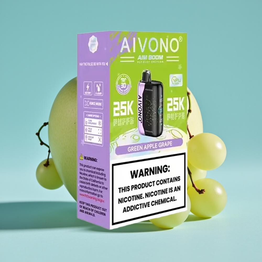 Aivono AIM BOOM 25000 Puffs Chile Vape Manzana Verde Uva 0%-5% Nicotina 28ml 650mAh Tipo-C 90g