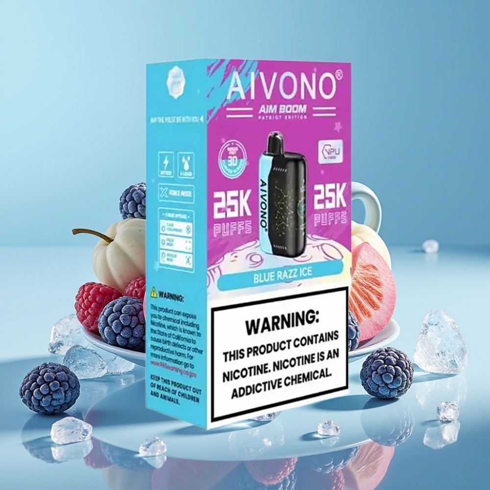 Aivono AIM BOOM 25000 Puffs Chile Vape Sabor Blue Razz Ice 0%-5% Nicotina 28ml 650mAh Tipo-C 1.2 ohm 90g OEM/ODM