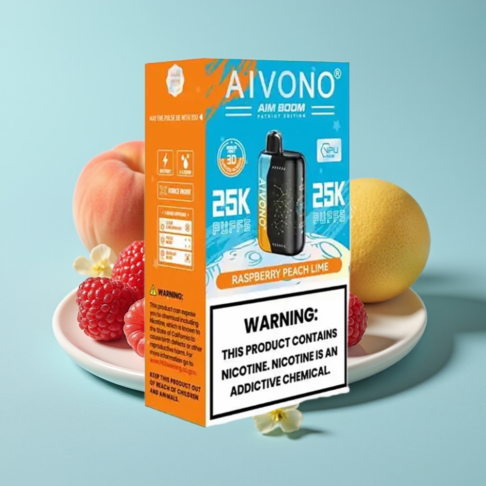 Aivono AIM BOOM 25000 Puffs Chile vape Sabor Frambuesa Melocotón Lima, 0%-5% Nicotina, 28ml, 650mAh, Tipo-C