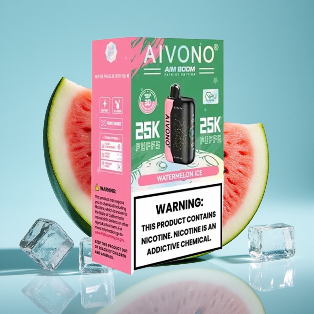 Aivono AIM BOOM 25000 Puffs Vape Desechable Chile vape Sabor Sandía Hielo, 0%-5% Nicotina, 28ml, Batería 650mAh, Carga Type-C