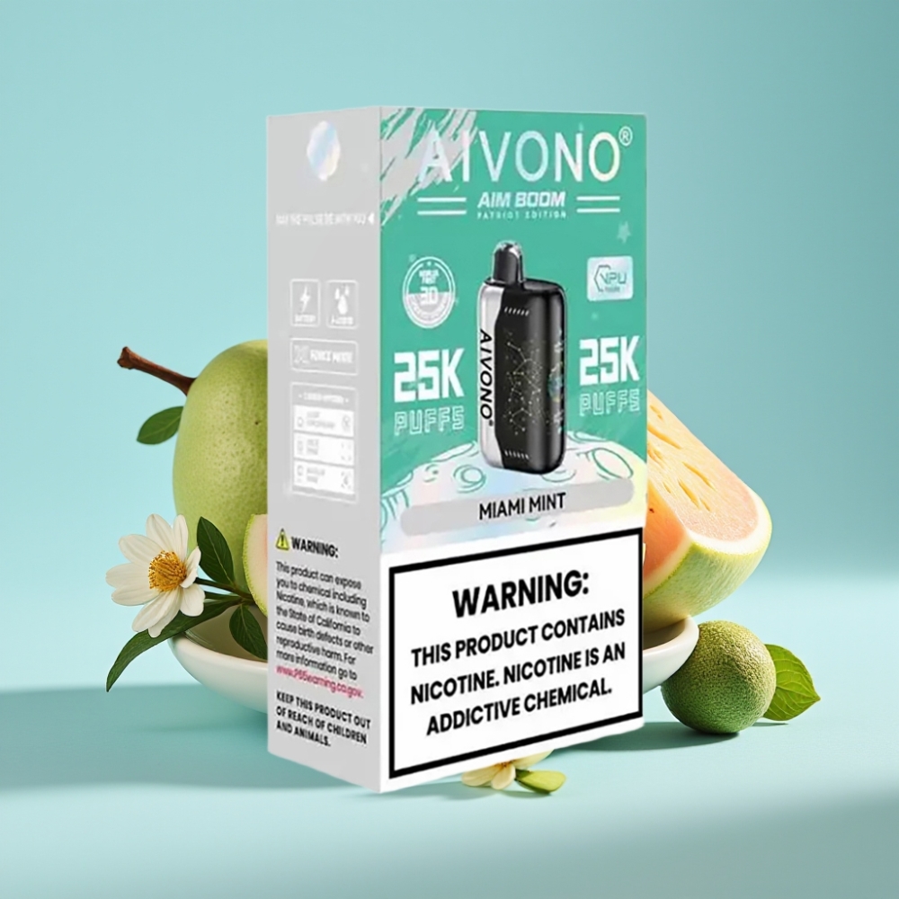 Aivono Aim Boom 25000 Puffs Chile Vape Desechable Miami Mint 0%-5% Nicotina 28ml 650mAh Tipo-C