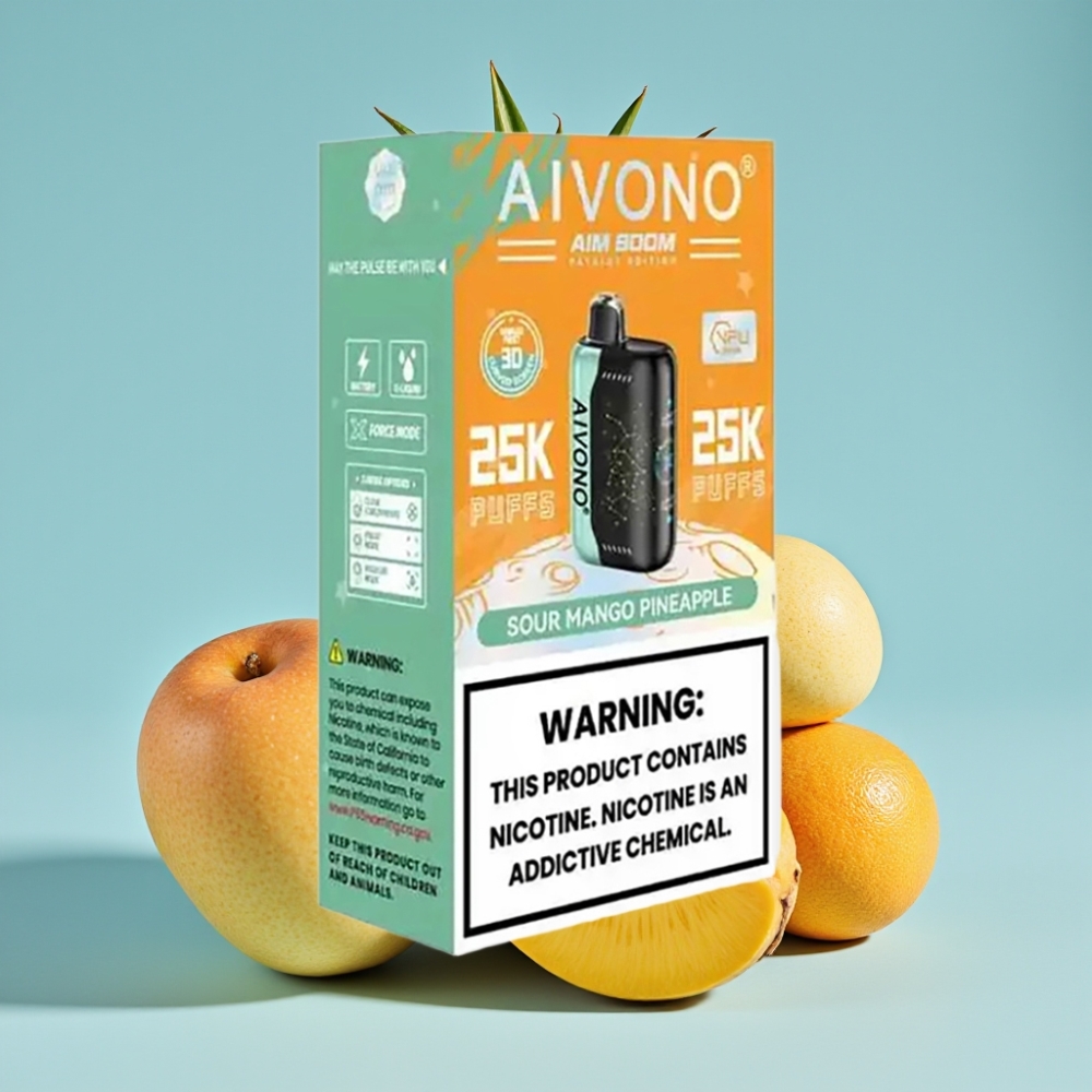 Aivono Aim Boom 25000 Puffs Chile Vape Desechable Sabor Mango Piña Ácido 0%-5% Nicotina 28ml 650mAh Tipo-C