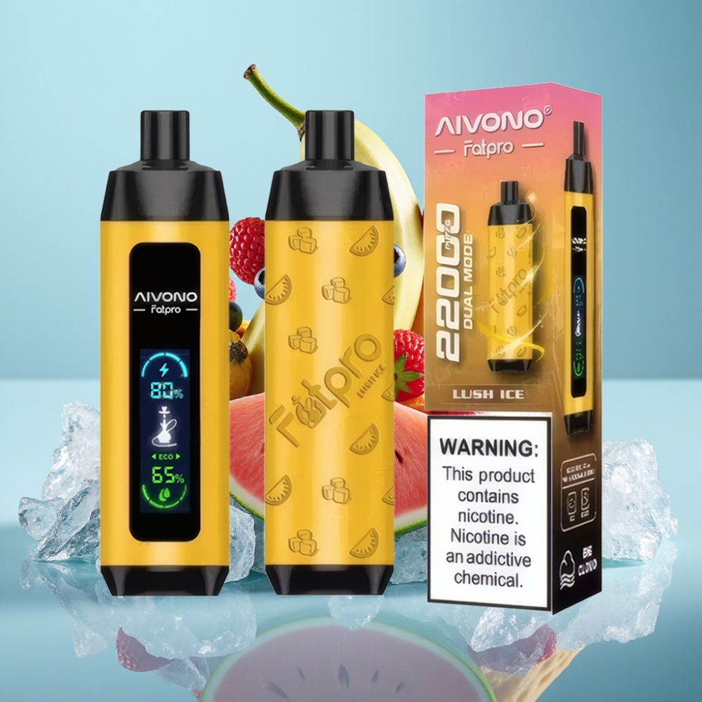 Aivono AIM FATPRO 22000 Puffs Chile Vape Recargable 600mah, 28ml Líquido, 0.6 ohm Malla, Modos Eco/Boost, 10 Sabores, Hielo Fresco
