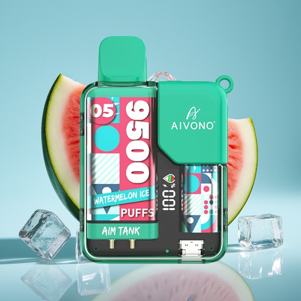 Aivono AIM-TANK 9500 Puffs Chile Vape: Sandía Hielo, 18ml, 650mAh, Pantalla LCD, 0-5% Nicotina, 1.2ohm