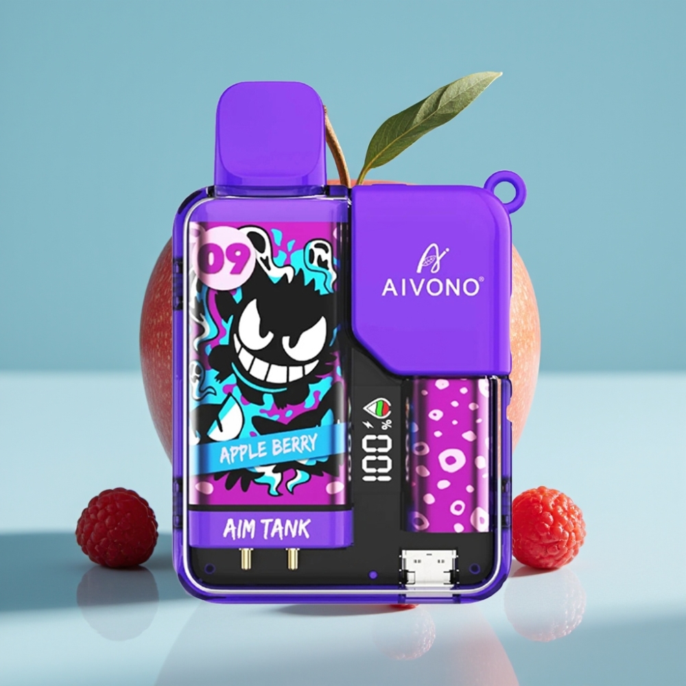Aivono AIM-TANK 9500 Puffs Chile vape: 18ml, 650mAh, LCD, 0-5% Nic, 1.2ohm, Apple Berry