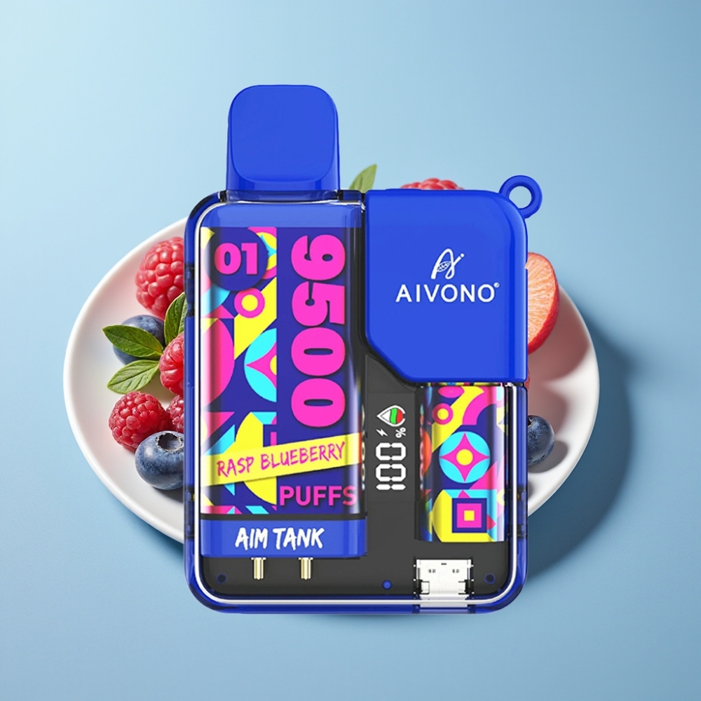 Aivono AIM-TANK 9500 Puffs Chile vape 18ml 650mAh LCD 0-5% Nicotina 1.2ohm Sabor Frambuesa Arándano