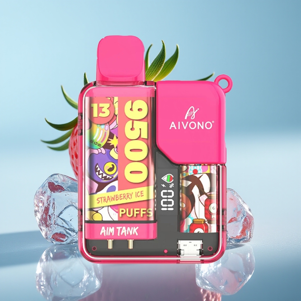 Aivono AIM-TANK 9500 Puffs Chile vape Fresa Hielo 18ml 650mAh LCD 0-5% Nic 1.2ohm