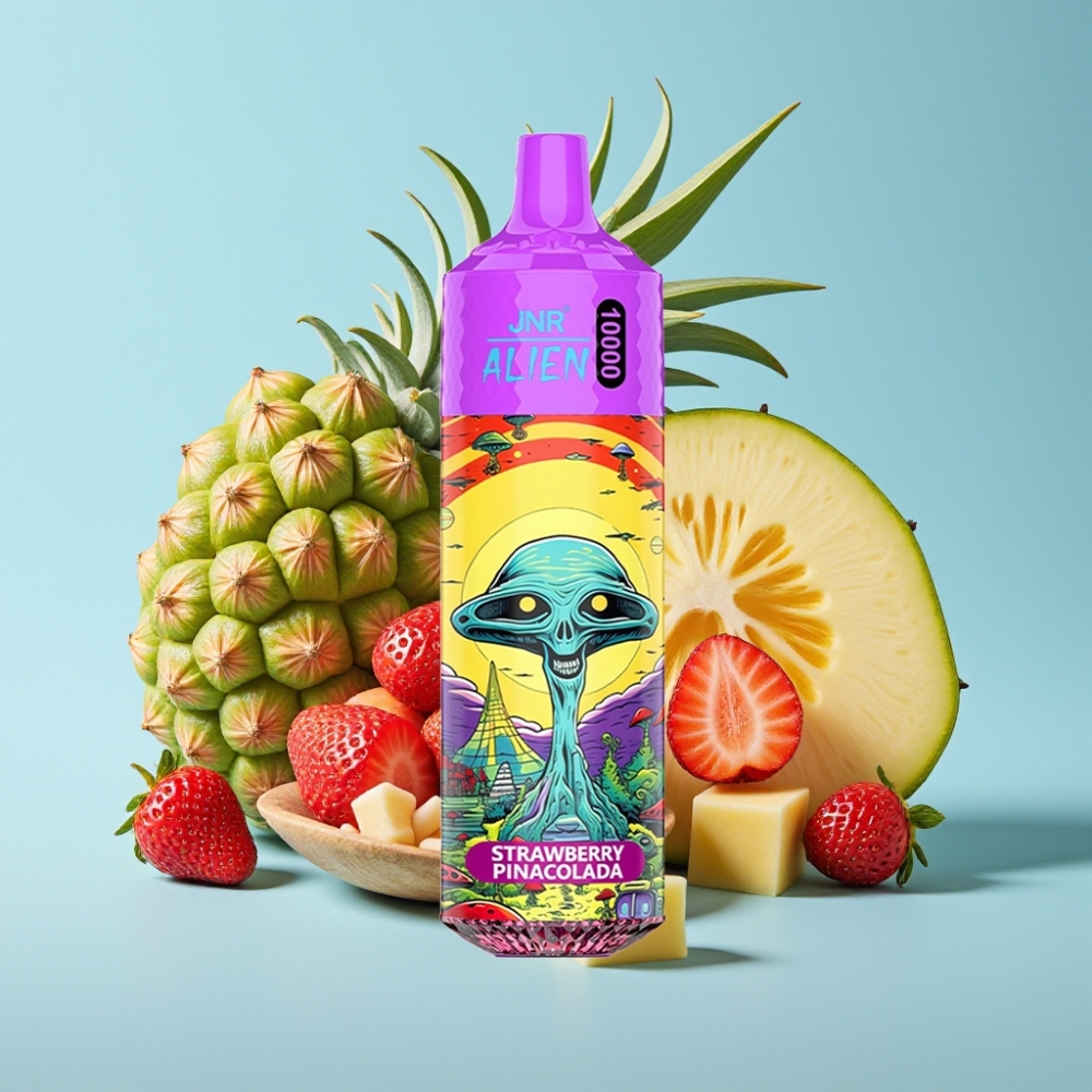 JNR Alien 10000 Puffs Chile Vape Desechable Fresa Piña Colada: 20ml, 850mAh, Tipo-C, LED RGB