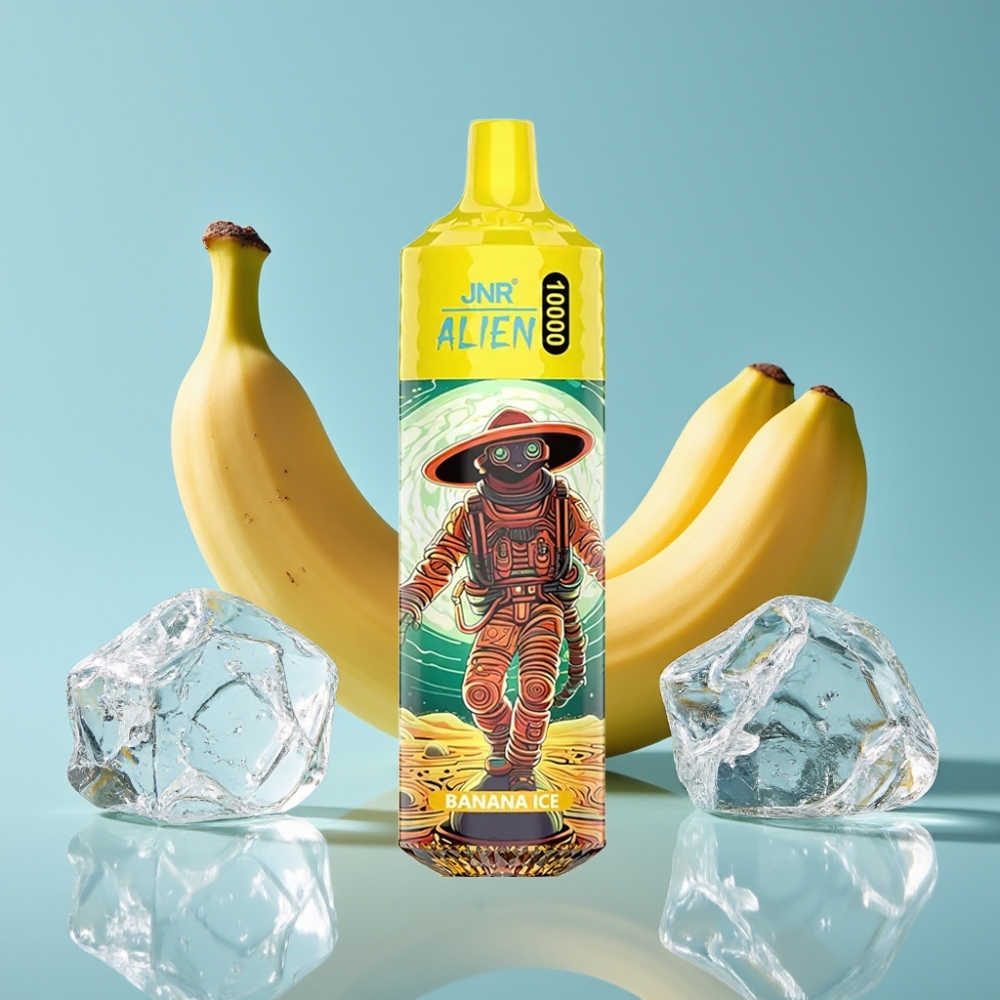 JNR Alien 10000 Puffs Chile vape: Banana Ice, 20ml, carga rápida Type-C, RGB, diseño deportivo, 850mAh, 1.2 Ohm