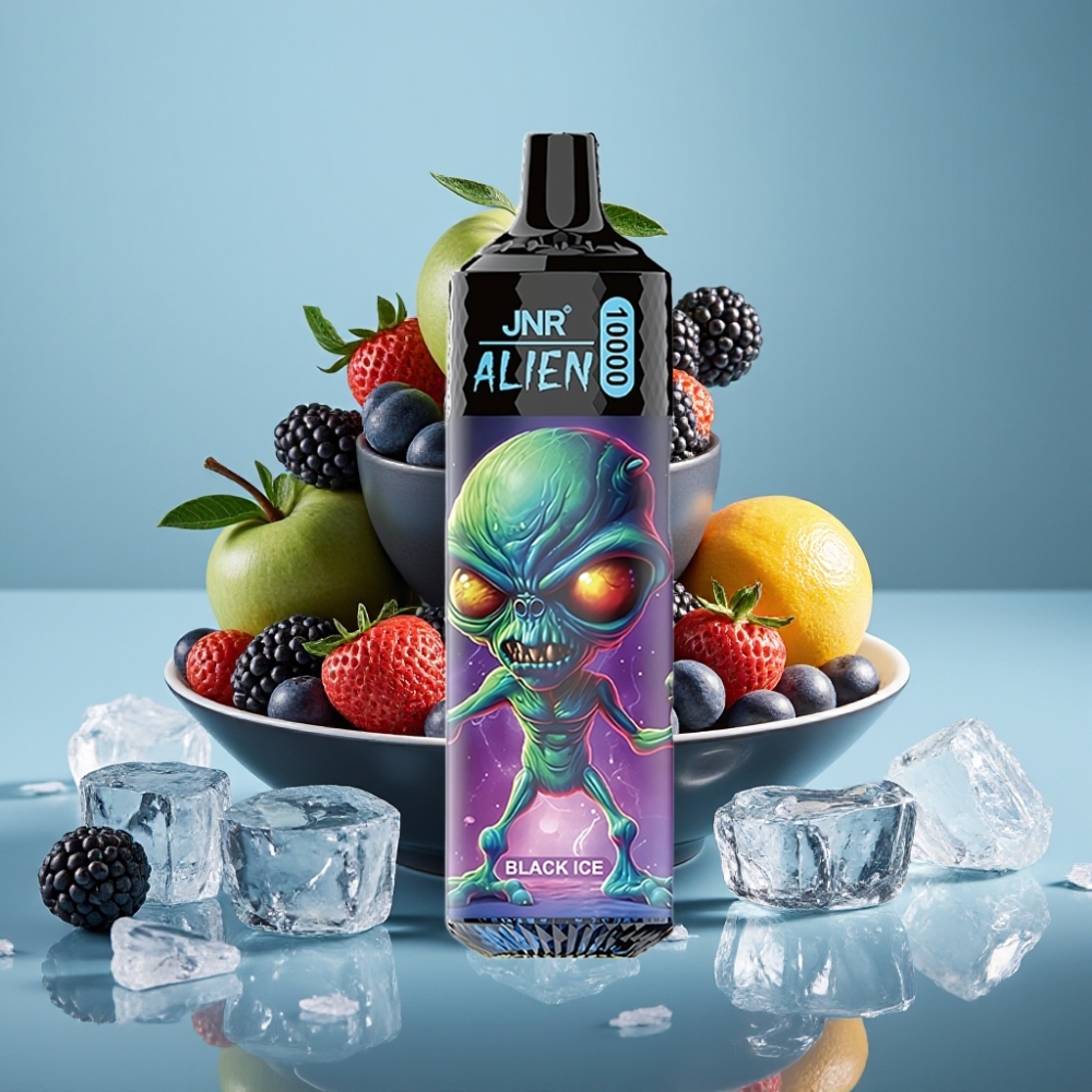 JNR Alien 10000 Puffs Chile vape Black Ice: 10000 caladas, 850mAh, 1.2 Ohm, 0%-2%-5%, 20ml, carga rápida Type-C, diseño deportivo, luces LED RGB