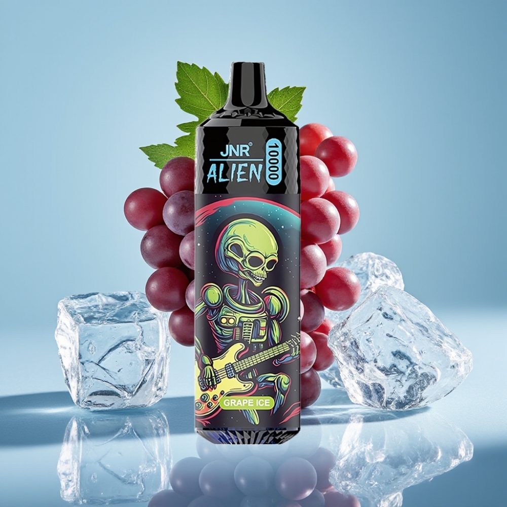 JNR Alien 10000 Puffs Chile vape Diseño Deportivo, 20ml, Carga Rápida Type-C, Sabor Uva Helada, RGB LED