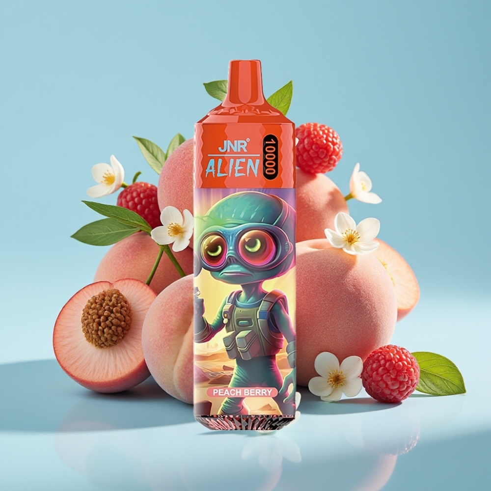 JNR Alien 10000 Puffs Chile vape Disposable Sabor Durazno Baya, 20ml, Carga Rápida Type-C, Diseño Deportivo