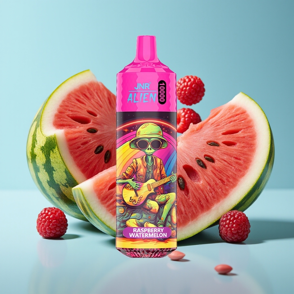 JNR Alien 10000 Puffs Chile vape Dispositivo Desechable con 20ml de E-líquido, Sabor Frambuesa Sandía, Batería 850mAh, Carga Rápida Type-C