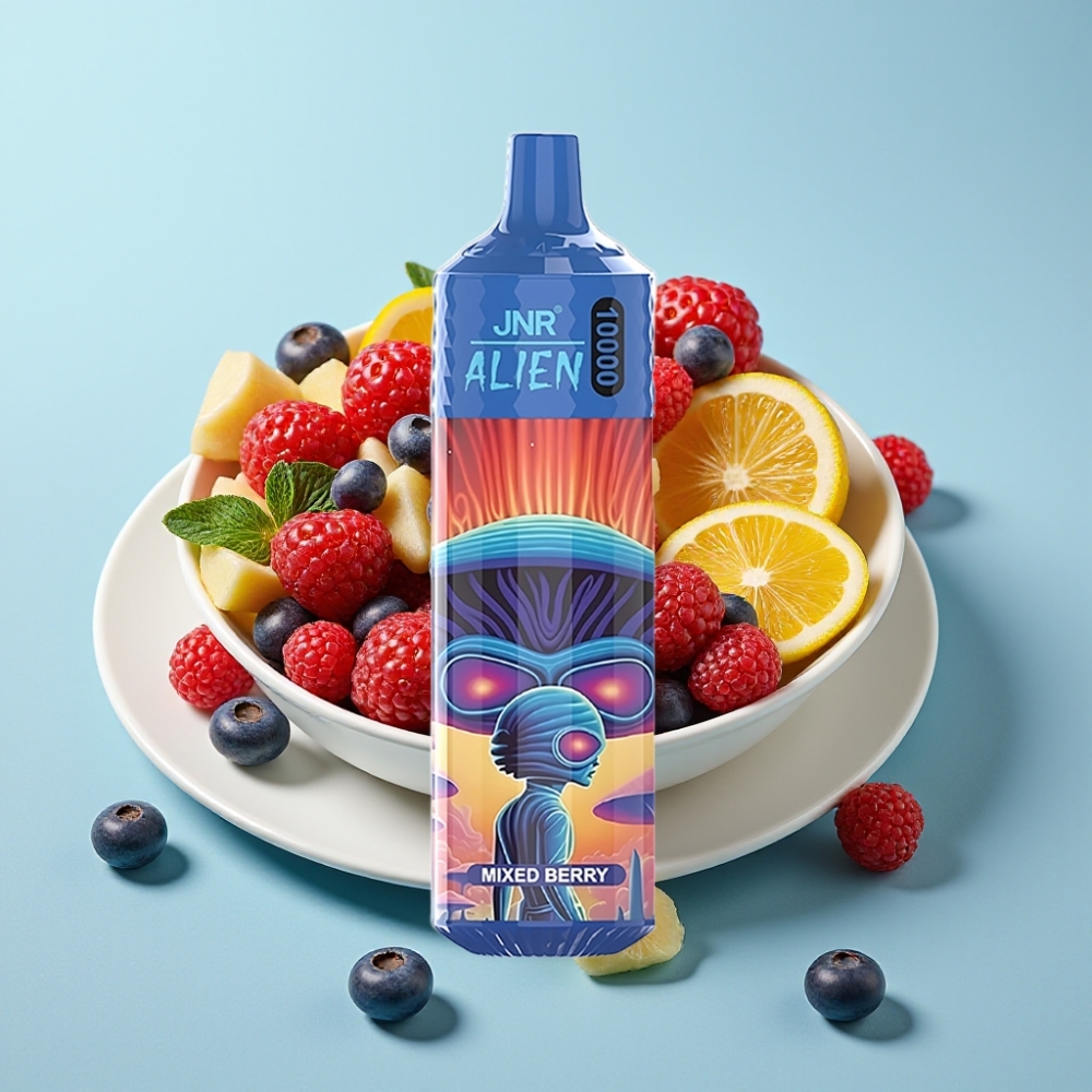 JNR Alien 10000 Puffs Chile vape Dispositivo Desechable con 850mAh, Carga Rápida Type-C, LED RGB, Sabor Mixed Berry, 20ml