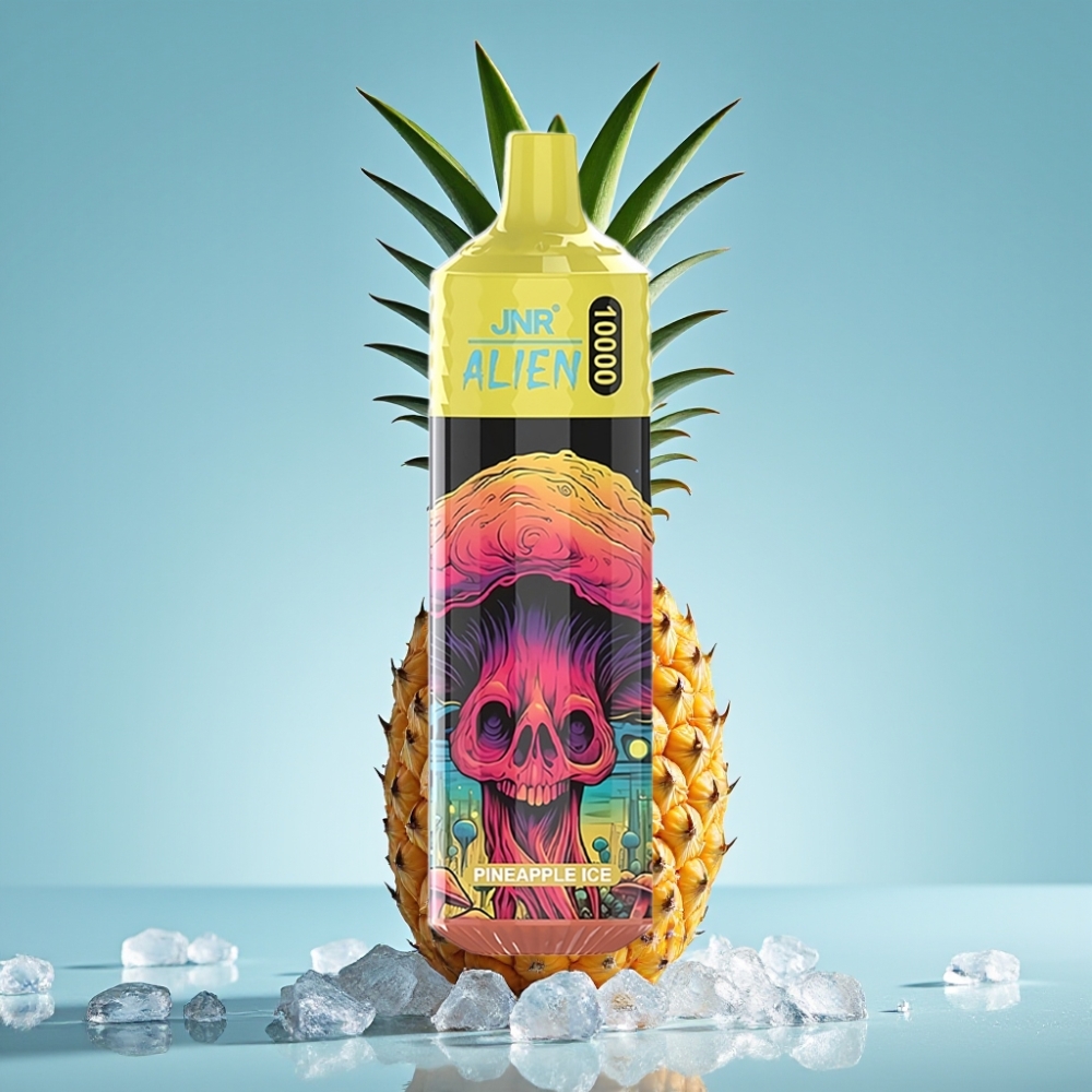 JNR Alien 10000 Puffs Chile vape Piña Hielo: 10000 caladas, 850mAh, 1.2 Ohm, 20ml, carga rápida Type-C, diseño deportivo, luces LED RGB