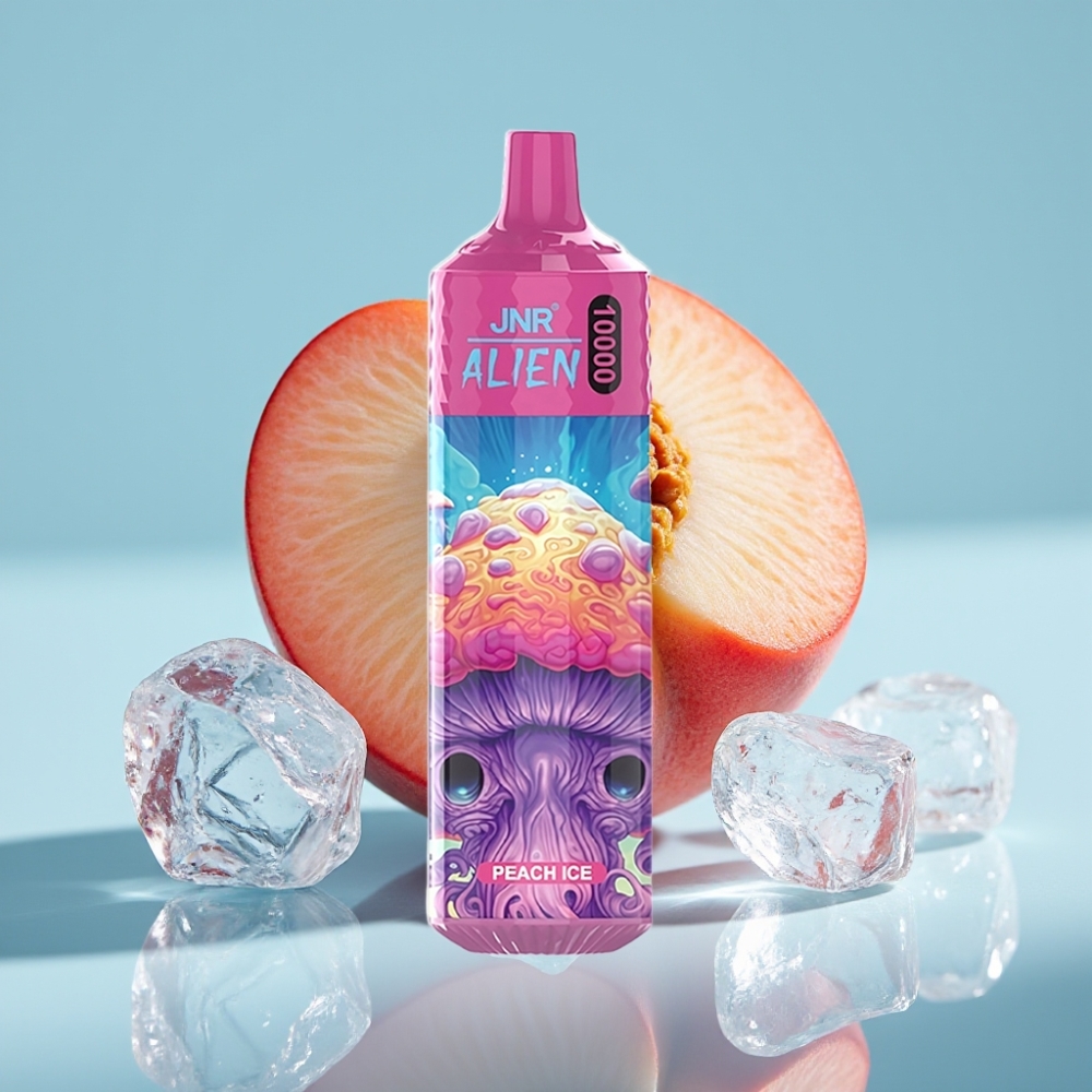 JNR Alien 10000 Puffs Chile vape: Sabor Melocotón Helado, 20ml, Batería 850mAh, Carga Rápida Type-C, Diseño Deportivo, Luces LED RGB