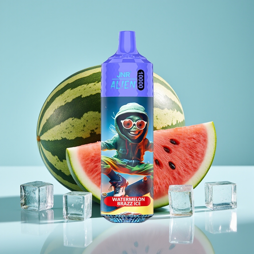 JNR Alien 10000 Puffs Chile vape Sandía Brazz Hielo: 10000 caladas, 850mAh, 1.2 Ohm, 20ml, carga rápida Type-C, diseño deportivo, luces LED RGB