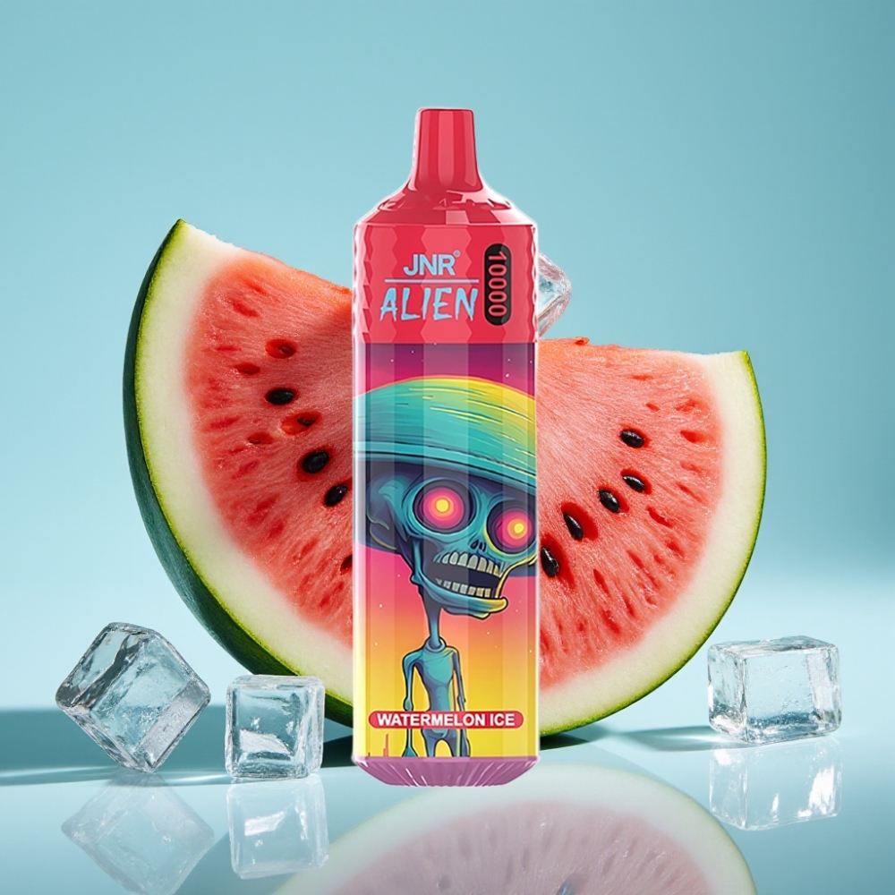 JNR Alien 10000 Puffs Chile vape con sabor Watermelon Ice, 850mAh, 1.2 Ohm, 20ml, carga rápida Type-C, diseño deportivo y luces LED (RGB)