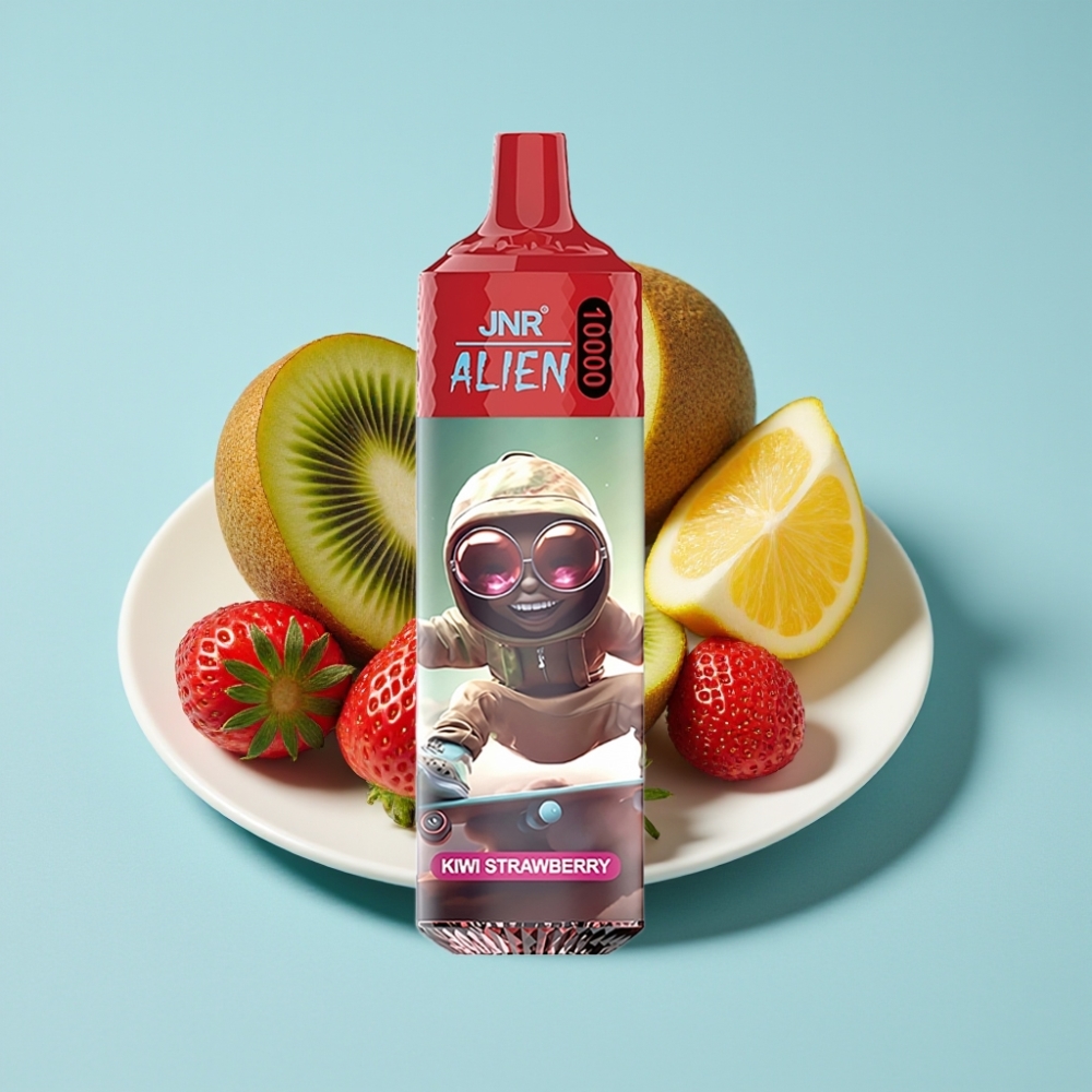 JNR Alien 10000 Puffs Vape Chile Kiwi Fresa – 20ml E-líquido, 850mAh Batería, Carga Rápida Type-C, Diseño Deportivo, LED RGB