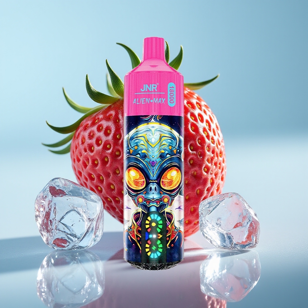 JNR Alien Max 18000 Puffs Chile Vape - Pantalla LED Inteligente, Doble Bobina Mesh, 20 Sabores, 850mAh, Carga Rápida Type-C, Sabor Fresa Hielo