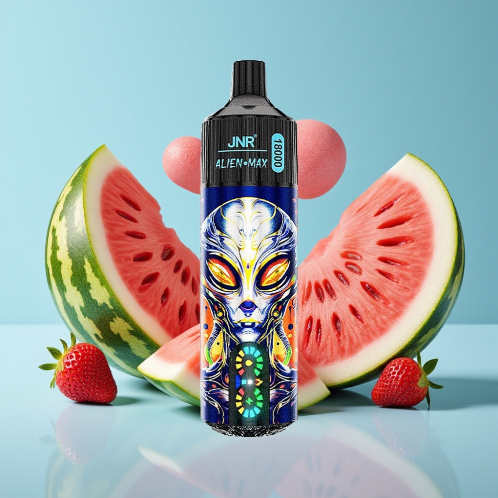 JNR Alien Max 18000 Puffs Chile vape Fresa Sandía Chicle con Pantalla LED, Doble Bobina, 850mAh, Carga Tipo-C, 28ml