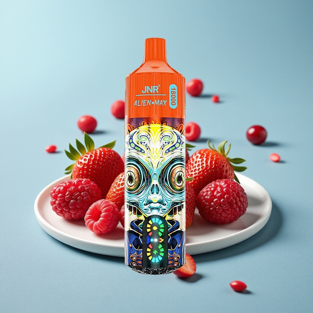 JNR Alien Max 18000 Puffs Chile vape con pantalla LED inteligente Fresa y frambuesa y cereza