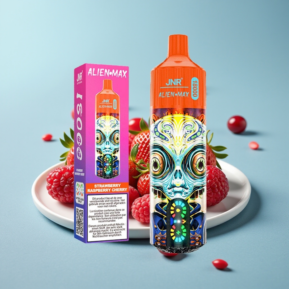 JNR Alien Max 18000 Puffs Chile vape con pantalla LED inteligente Fresa y frambuesa y cereza