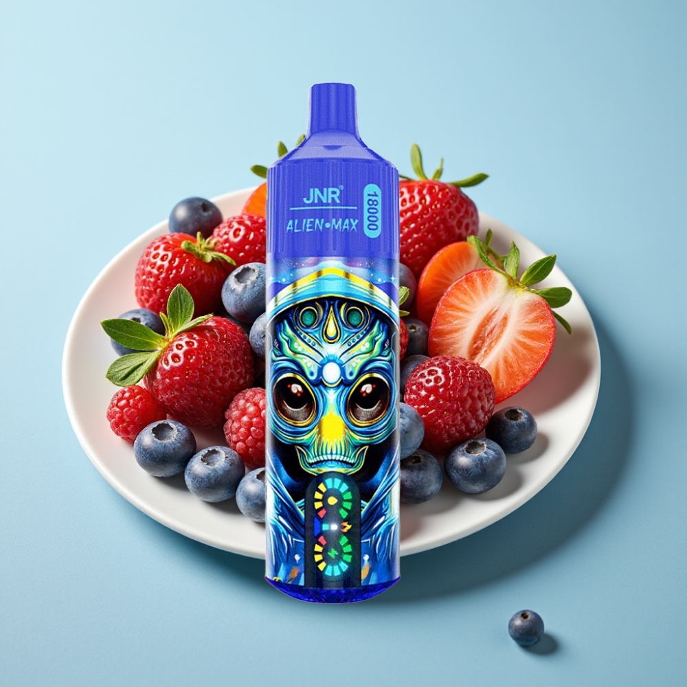 JNR Alien Max 18000 Puffs Vape Chile - Mezcla de Bayas, Pantalla LED Inteligente, Doble Bobina Mesh, 20 Sabores, 28ml E-líquido, Carga Rápida Type-C