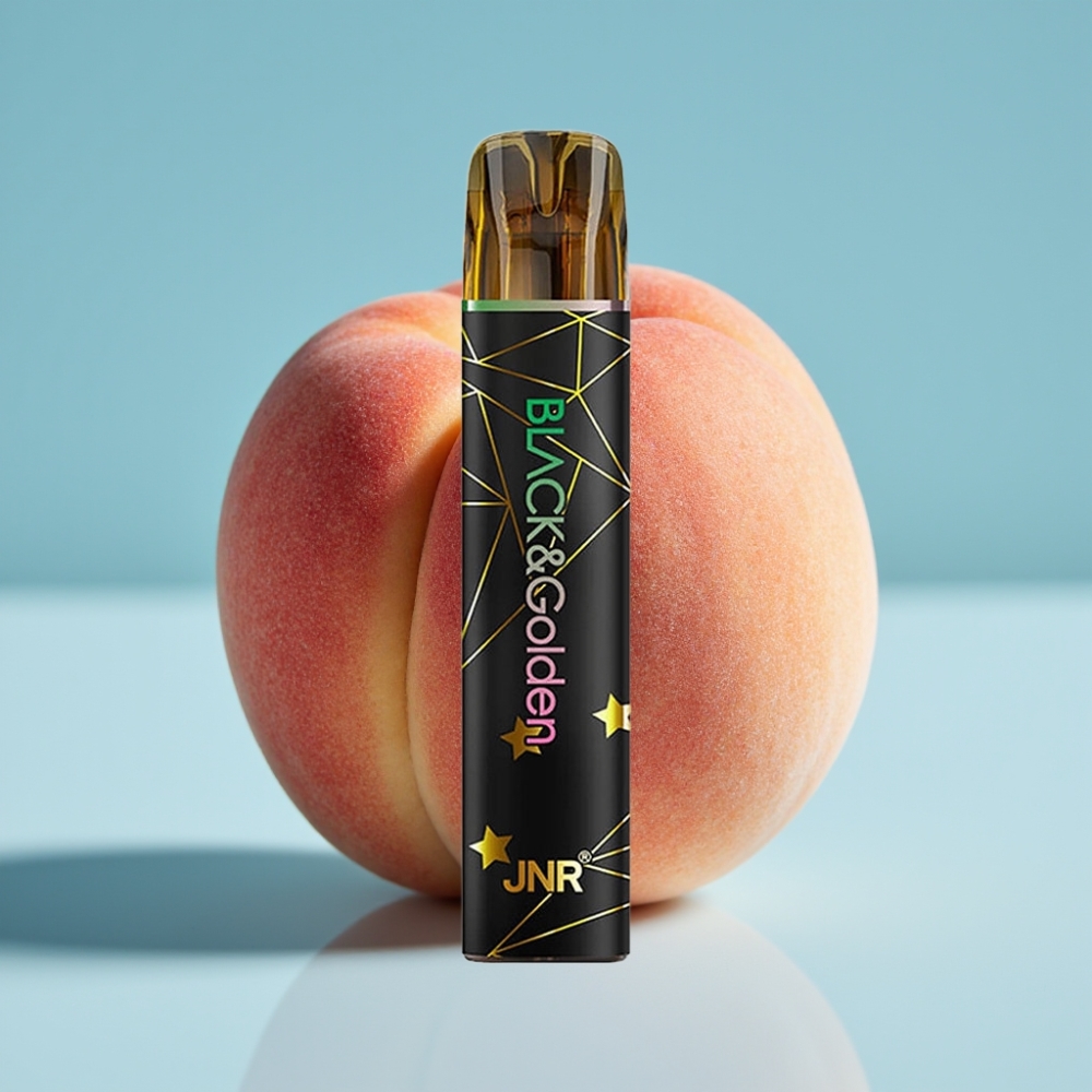 JNR Black&Golden 800 Puffs Chile vape Desechable Sabor Melocotón Frutal, 550mAh, 2ml, Certificación TPD, Sin Carga, 2% Nicotina