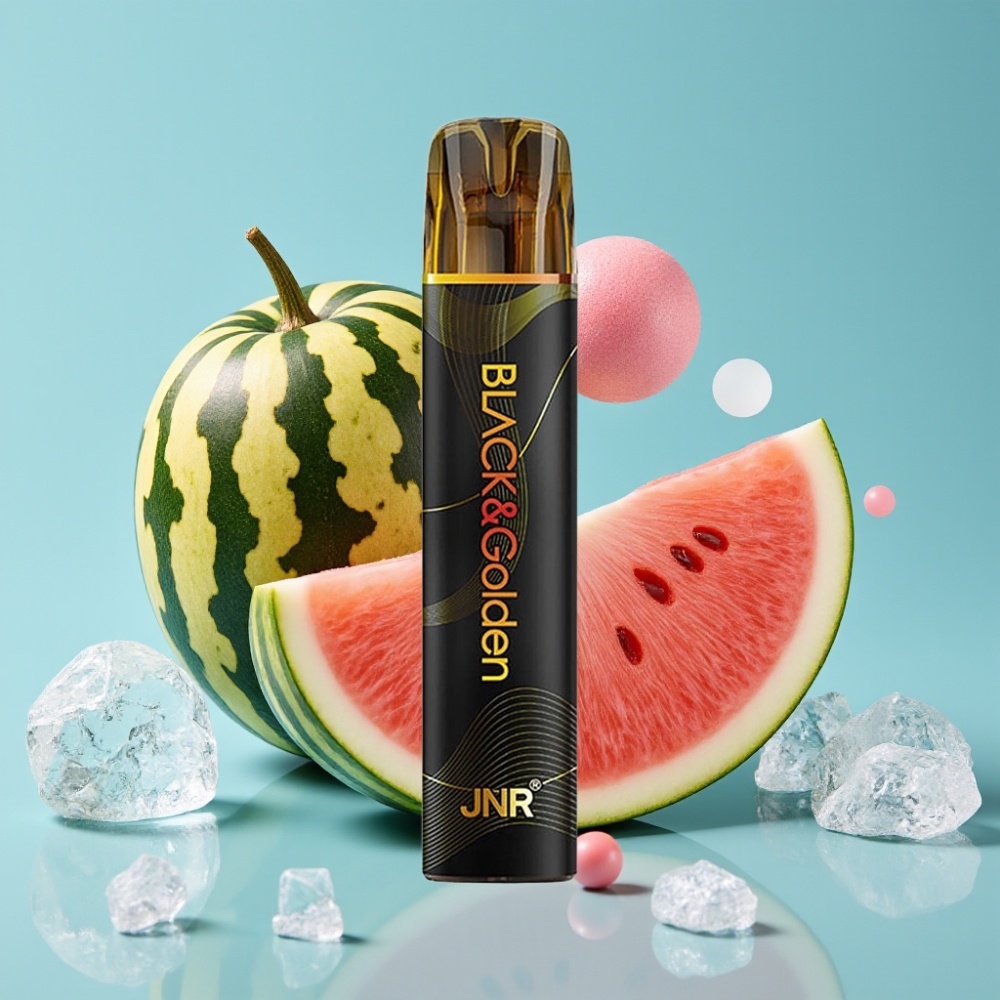 JNR Black&Golden 800 Puffs Chile vape Desechable Sabor Watermelon Bubble Gum, 550mAh, 2ml, Certificación TPD, Sin carga, 2% Nicotina