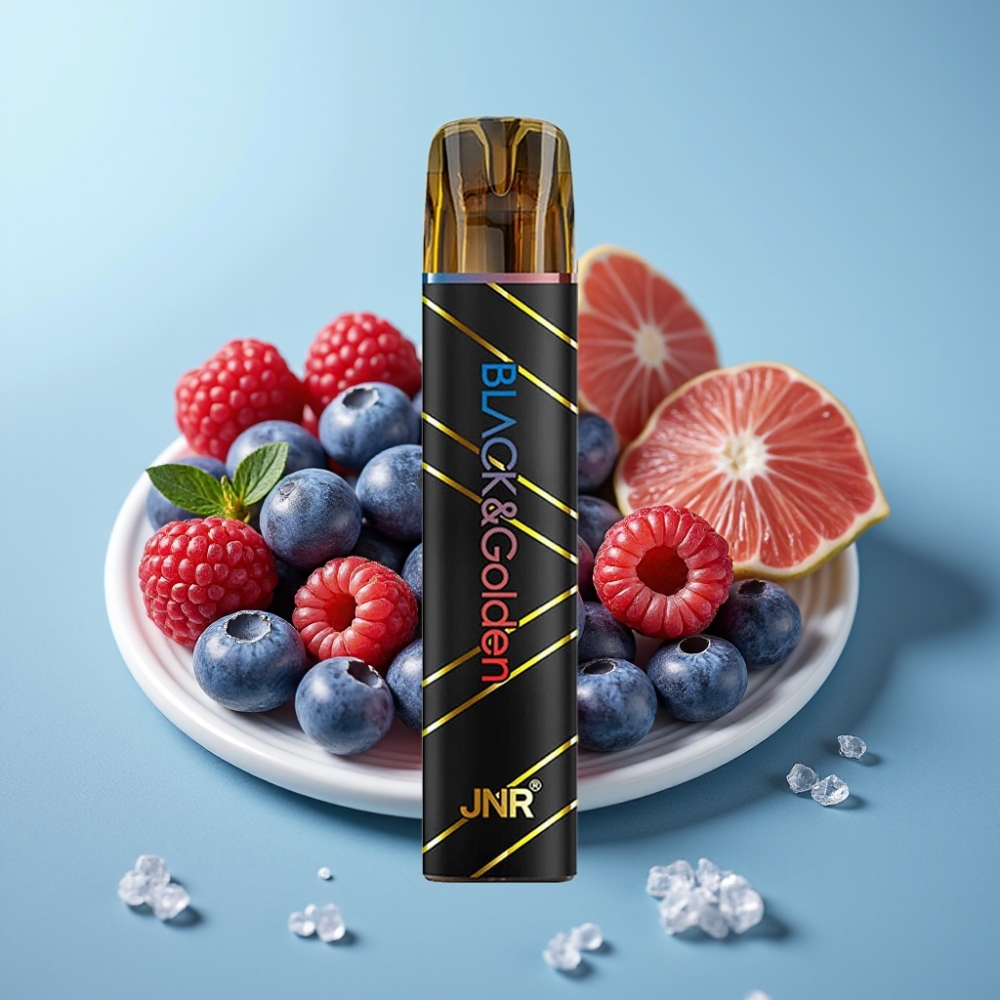 JNR Black&Golden 800 Puffs Desechable Chile Vape: Blueberry Sour Raspberry, 550mAh, 2ml, 2% Nicotina, Certificación TPD, Sin Carga