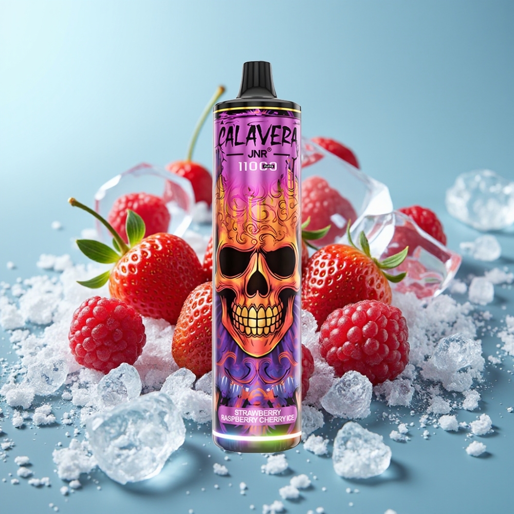 JNR Calavera 11000 Puffs Chile Vape Desechable Fresa Frambuesa Cereza Hielo, Puerto Tipo-C, Batería 850 mAh, 21ml, 1.0ohm, Nicotina 0%/2%/5%