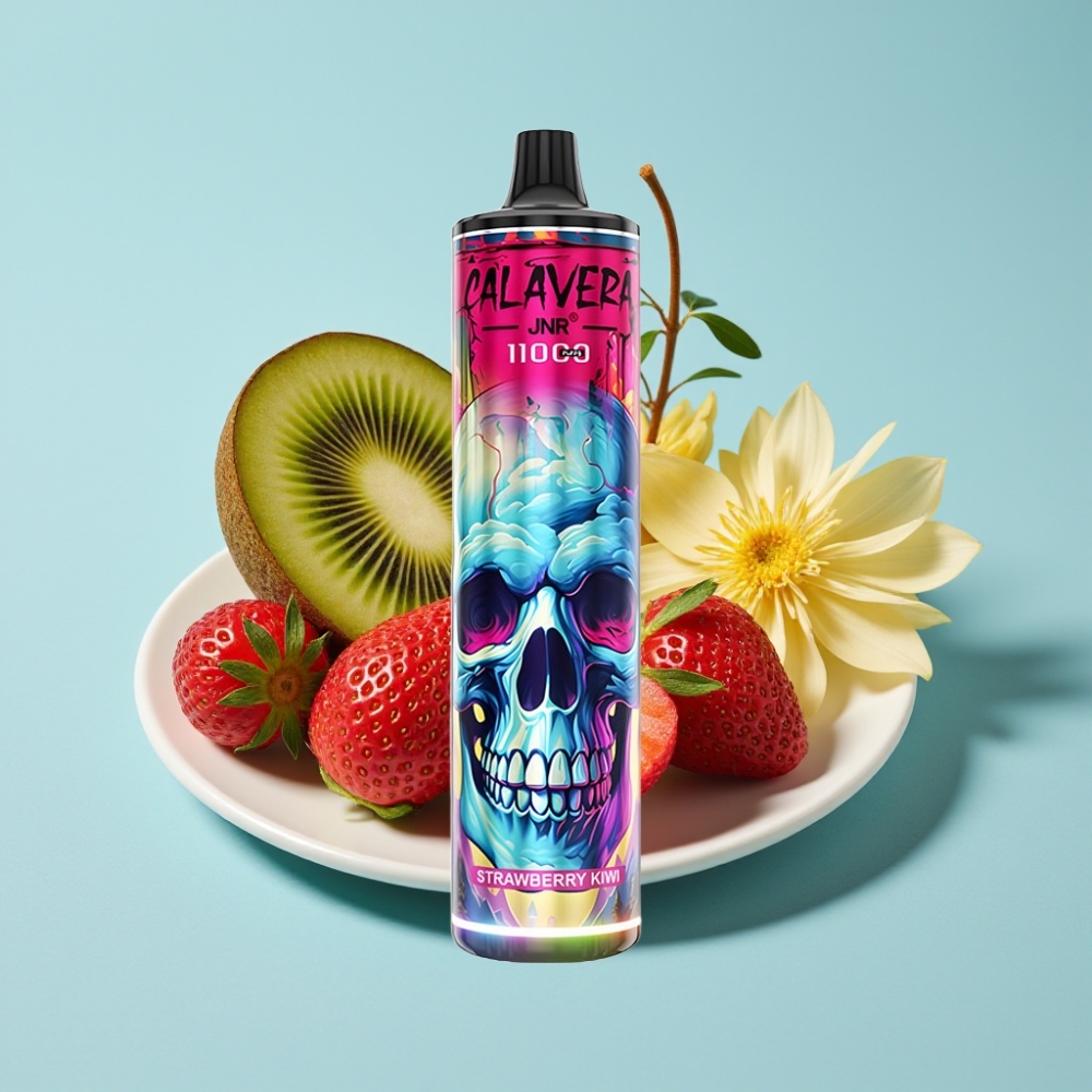 JNR Calavera 11000 Puffs Chile Vape Desechable Fresa Kiwi, Puerto Type-C, Batería 850mAh, 21ml, Resistencia 1.0ohm, Nicotina 0%/2%/5%