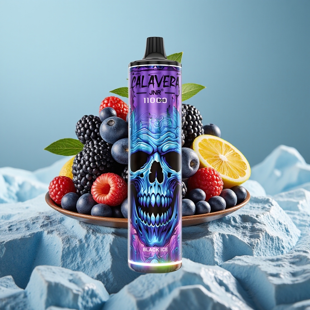 JNR Calavera 11000 Puffs Chile Vape Desechable Negro Hielo con Puerto Type-C, Batería 850mAh, 21ml de Líquido, Bobina Mesh 1.0ohm, 0%/2%/5% Nicotina