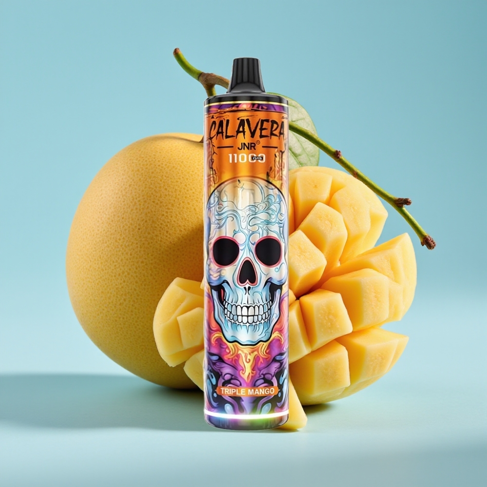 JNR Calavera 11000 Puffs Chile Vape Desechable Triple Mango: Puerto Type-C, Batería 850mAh, 21ml, 1.0ohm, Nicotina 0%/2%/5%