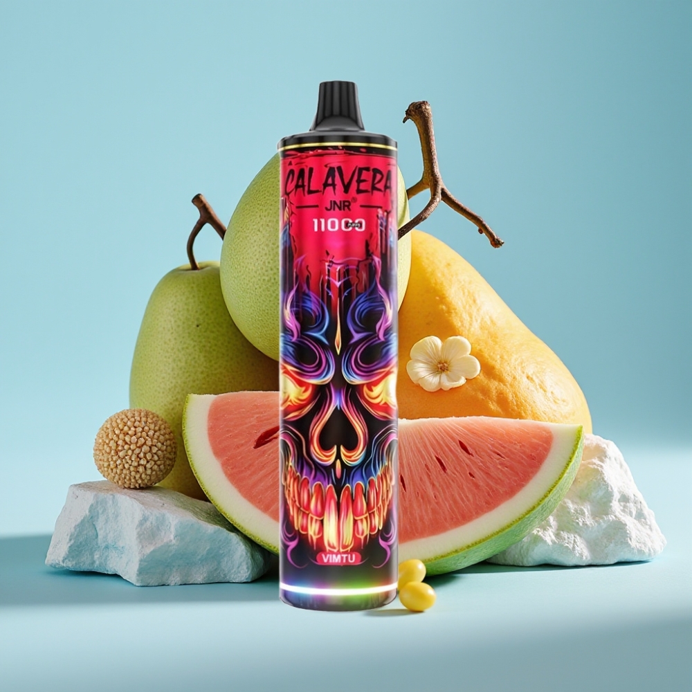 JNR Calavera 11000 Puffs Chile Vape Desechable con Puerto Type-C, Batería 850 mAh, 21ml de Líquido, Bobina Mesh 1.0ohm, Nicotina 0%/2%/5%, Sabor Vimtu