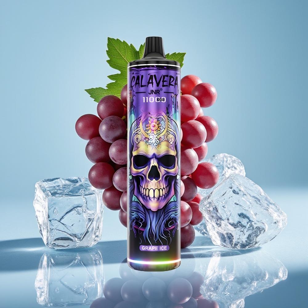 JNR Calavera Chile Vape 11000 Puffs Desechable con Puerto Type-C, Batería 850 mAh, 21ml de E-Líquido, Bobina Mesh 1.0ohm, Sabor Uva Helada, 0%/2%/5% Nicotina