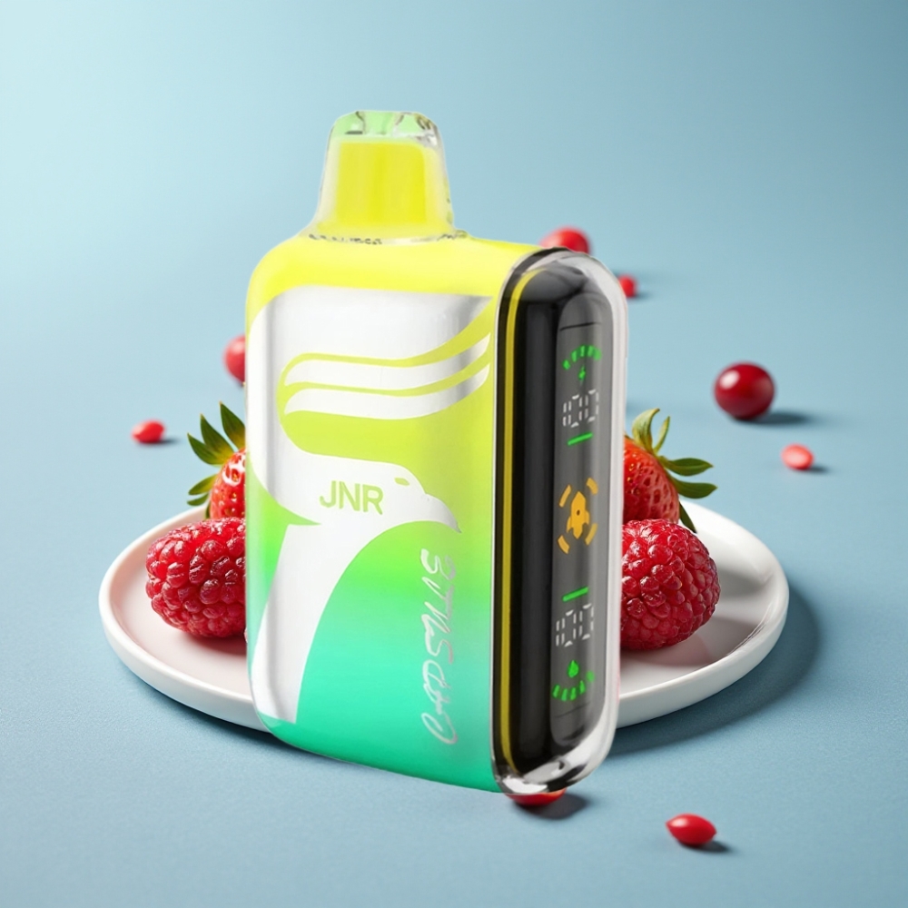 JNR Capsule 15000 Puffs Chile Vape Fresa Frambuesa Cereza - 850mAh, 20ml, 20W, Dual Mesh, LED, Tipo-C, Nicotina 2%,5%