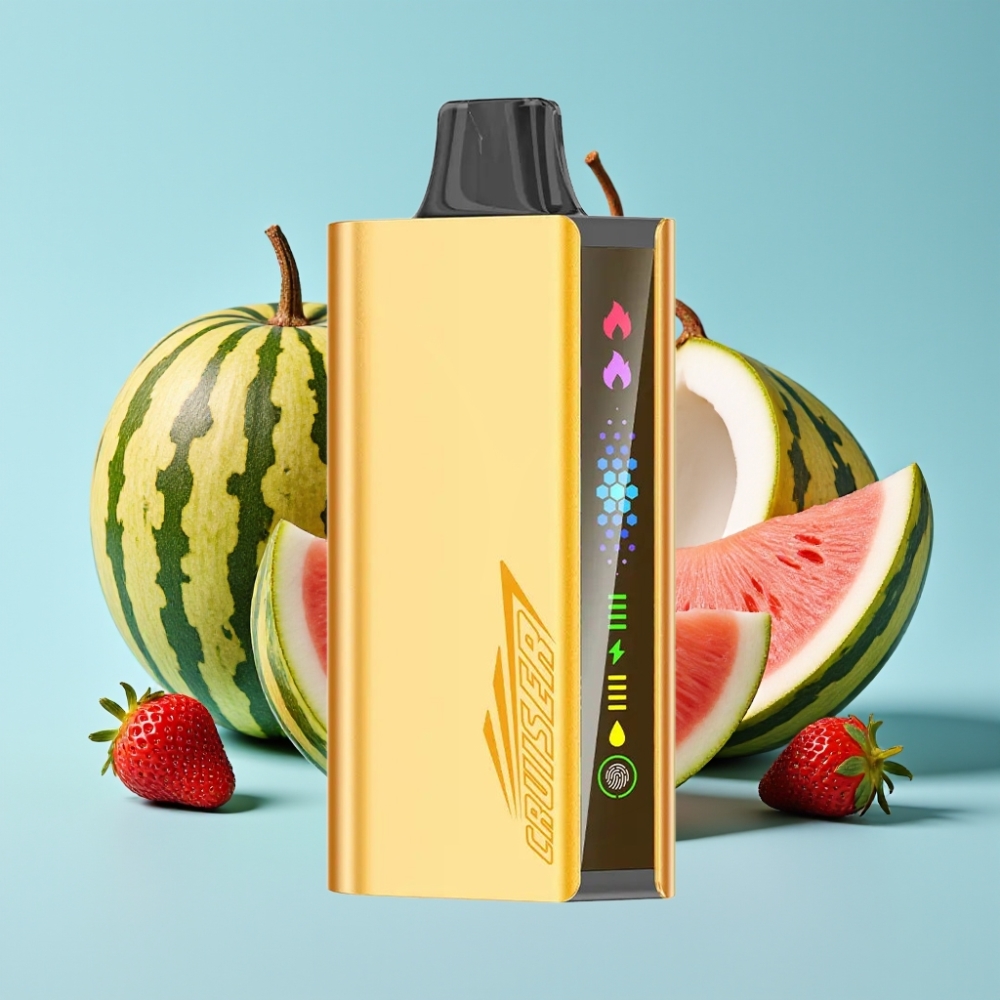 JNR Cruiser 12000 Puffs Vape Desechable Sin Carga Chile vape - 3500 mAh, 25ml, Sabor Fresa Coco Sandía, Pantalla Animada, Cuerpo de Aluminio