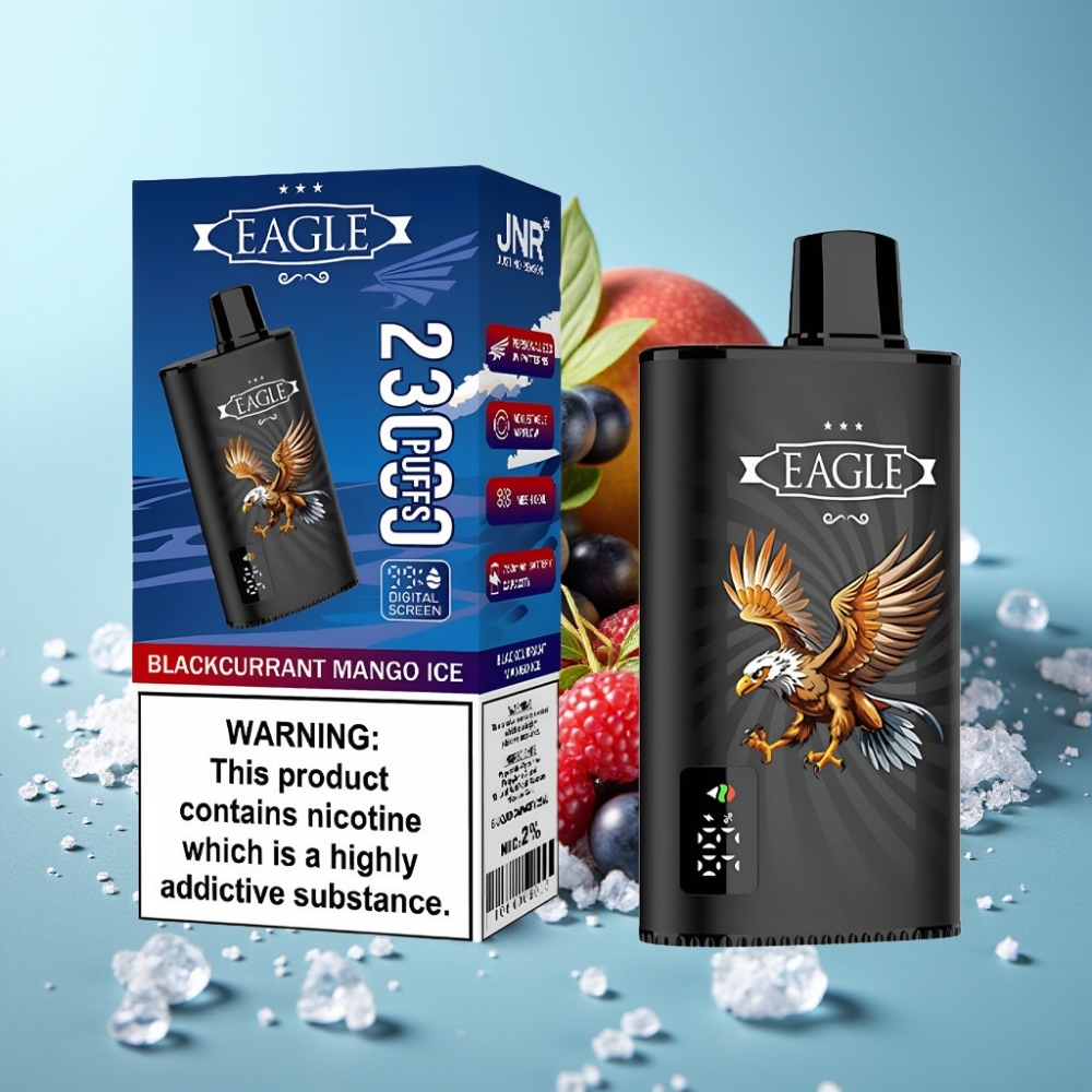 JNR EAGLE Smart 23000 Puffs Chile Vape Desechable con Pantalla Digital, Bobina Mesh 1.0ohm, Flujo de Aire Ajustable, Sabor Blackcurrant Mango Ice