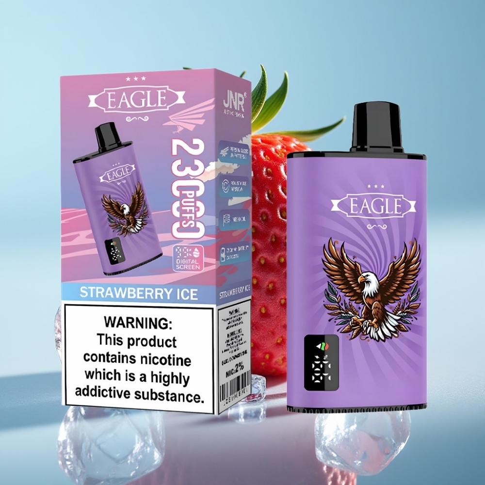 JNR EAGLE Smart 23000 Puffs Chile Vape Desechable con Pantalla Digital, Bobina Mesh 1.0ohm, Flujo de Aire Ajustable, Sabor Fresa Ice, 25ml, 2% Nicotina