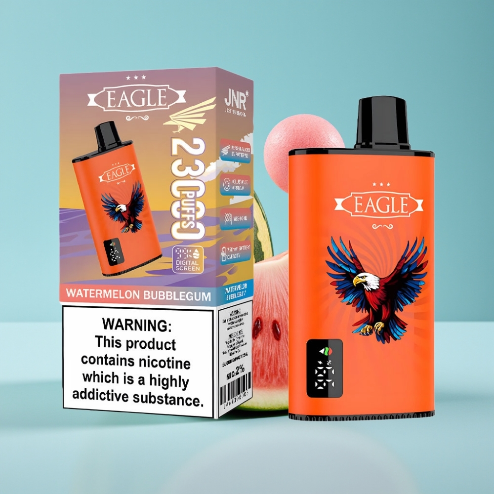 JNR EAGLE Smart 23000 Puffs Chile Vape Desechable con Pantalla Digital, Bobina Mesh 1.0ohm, Flujo de Aire Ajustable, Sabor Sandía Chicle