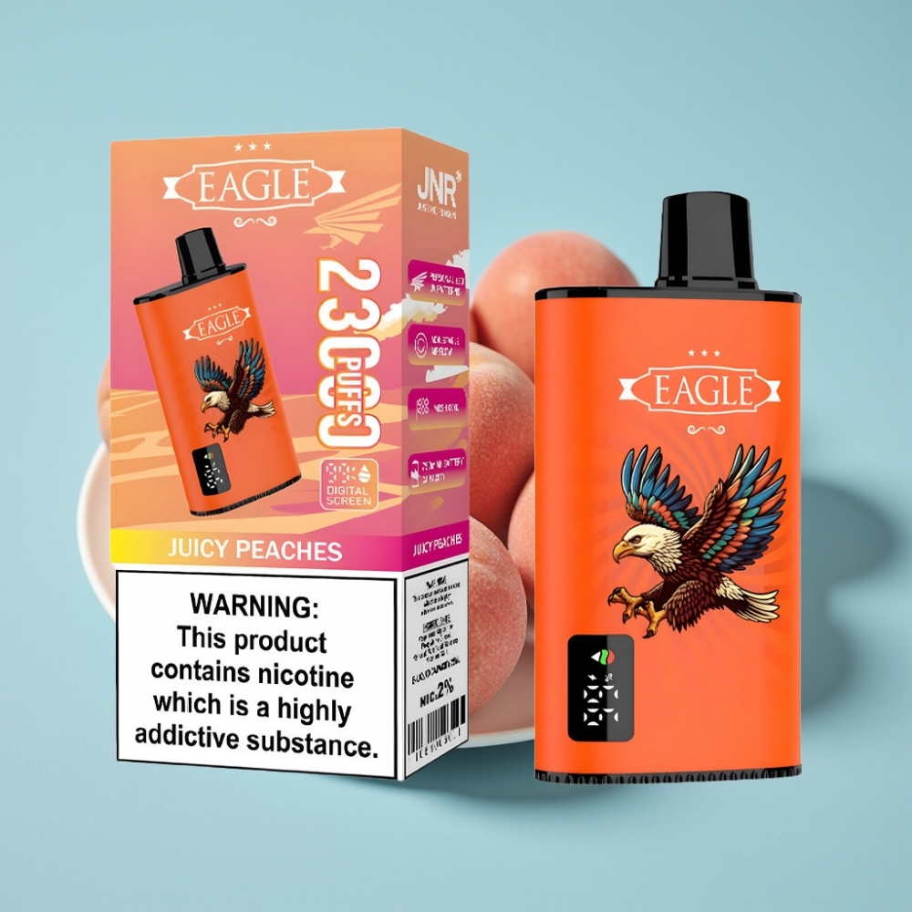 JNR EAGLE Smart 23000 Puffs Chile Vape Desechable con Pantalla Digital, Bobina Mesh 1.0ohm, Flujo de Aire Ajustable y Sabor Duraznos Jugosos