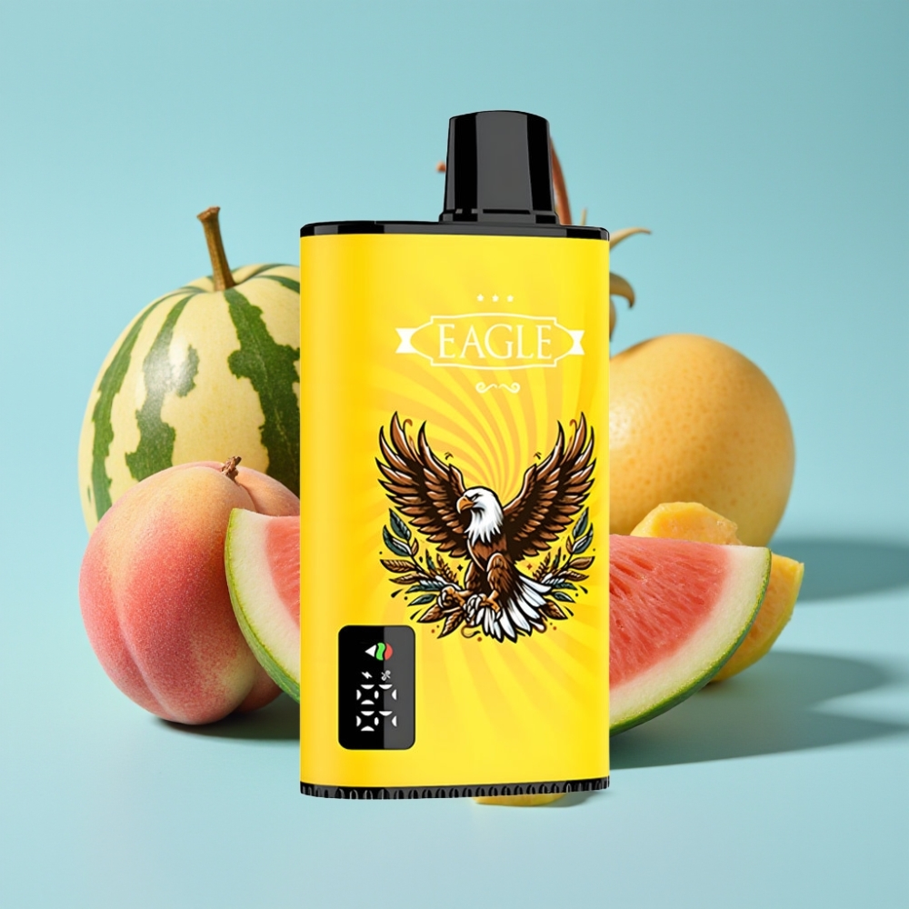 JNR EAGLE Smart 23000 Puffs Desechable Chile Vape con Pantalla Digital, Bobina Mesh 1.0ohm, Flujo de Aire Ajustable, Sabor Durazno Mango Sandía