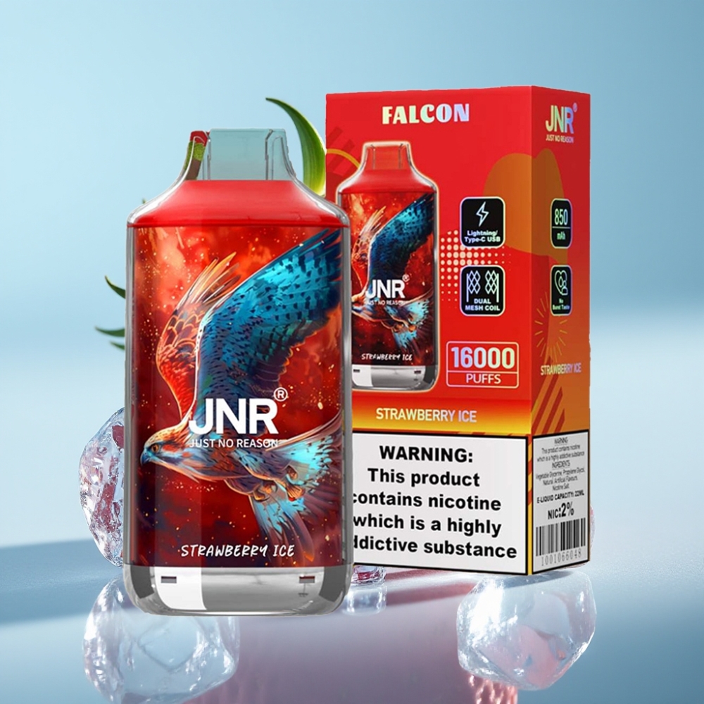 JNR Falcon 16000 Puffs Chile vape Fresa Hielo 22ml 850mAh Dual Mesh Tipo C LED 0%2%