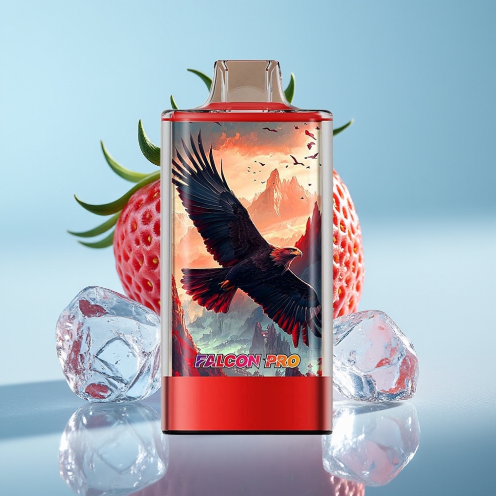 JNR Falcon Pro 28000 Chile Vape Desechable Fresa Hielo – 30ml, 950mAh, 28000 Caladas, 5% Nicotina, Pantalla Inteligente, Doble Malla, USB-C, MTL