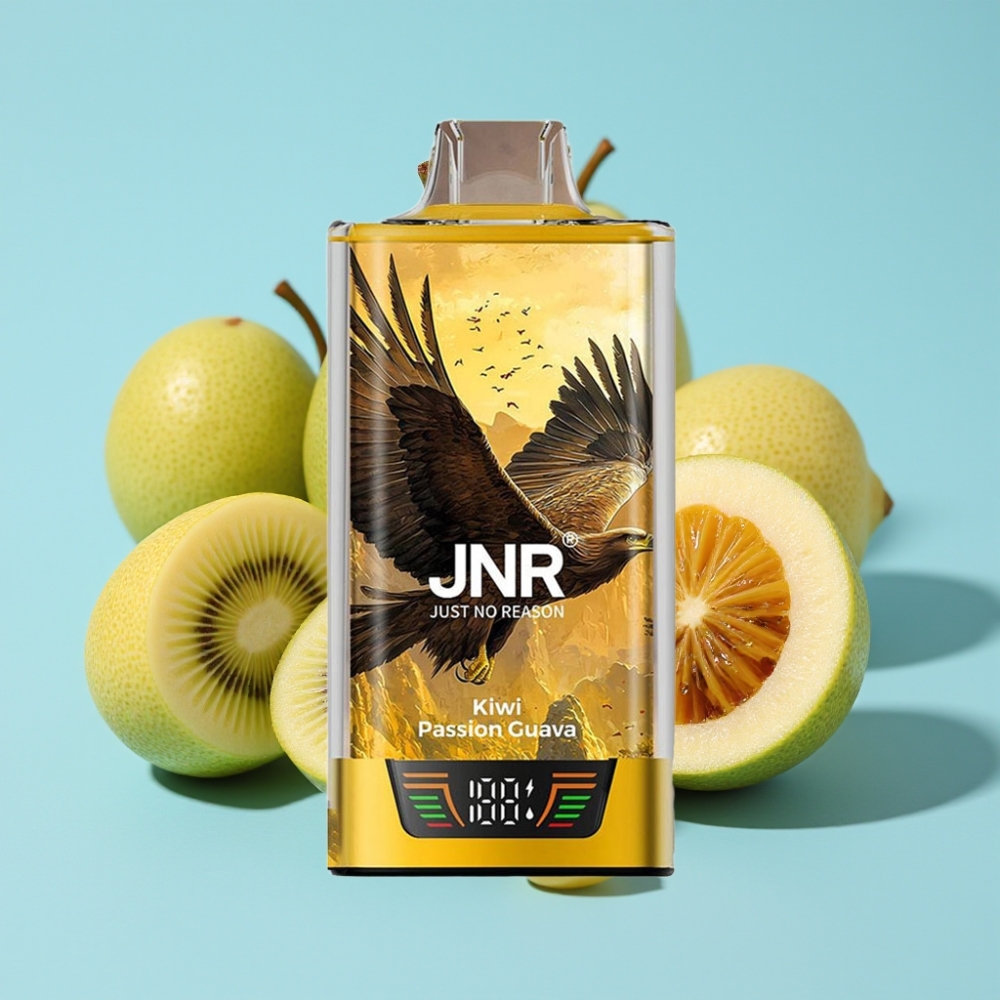 JNR Falcon Pro 28000 Chile Vape Desechable Kiwi Pasion Guava 30ml 950mAh 28000 Caladas 5% Nicotina Pantalla Inteligente Doble Malla USB-C MTL